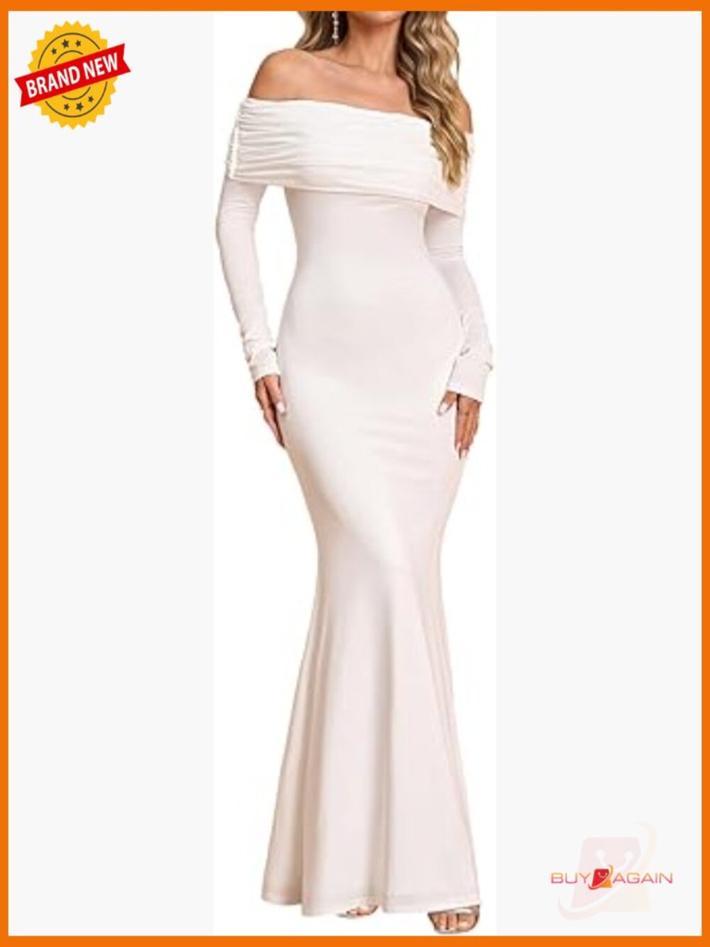 Off Shoulder Long Sleeve Maxi Dress Ruched Bodycon Mermaid Formal